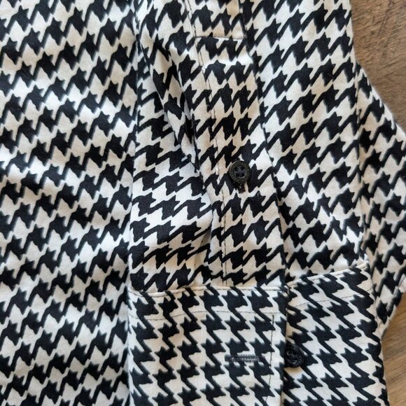 Lauren Ralph Lauren black and white Houndstooth Button Down top size L - Picture 4 of 9